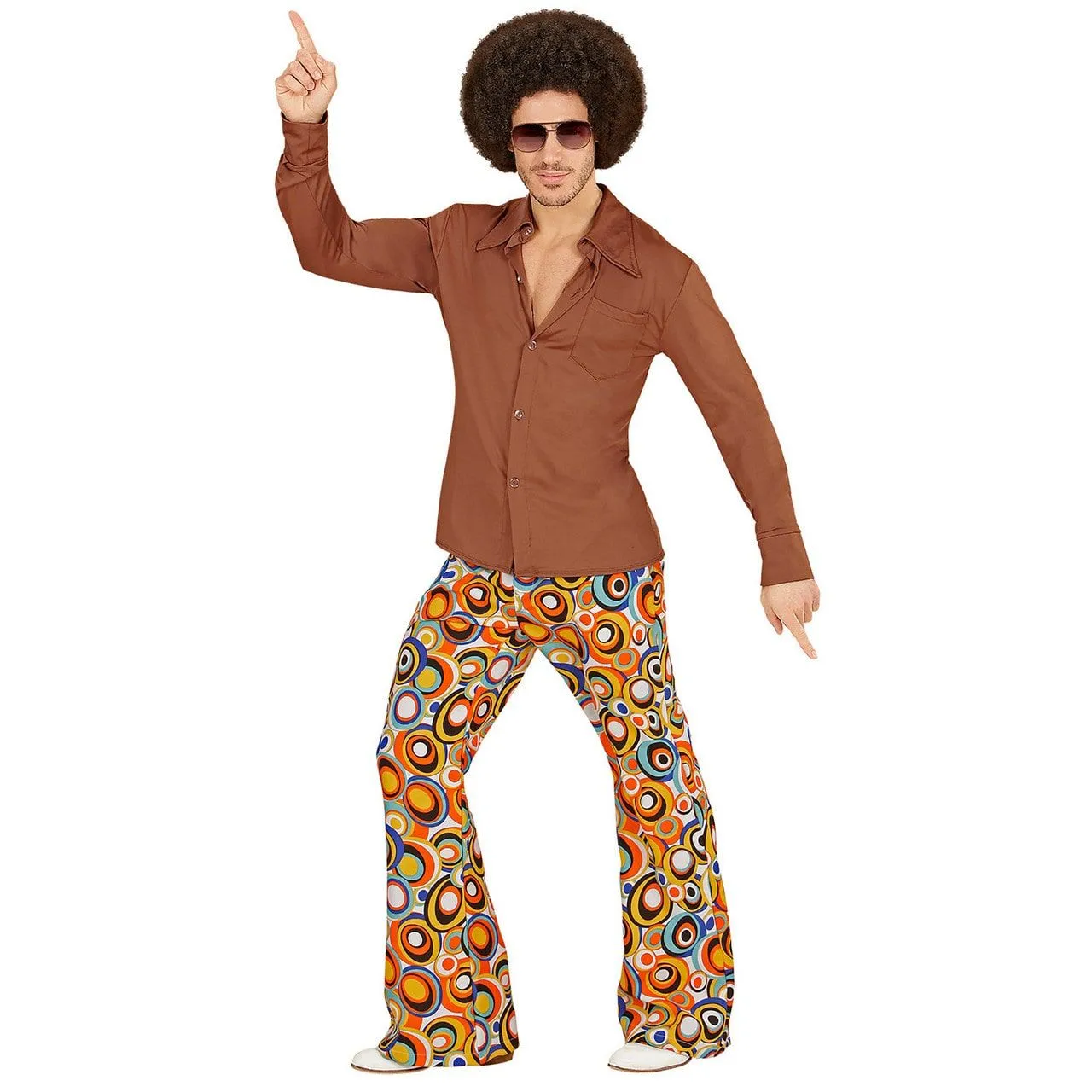 Groovy Garry 70s Heren Shirt, Bruin Man 4 Groovy Garry 70s Heren Shirt, Bruin Man - Afbeelding 2