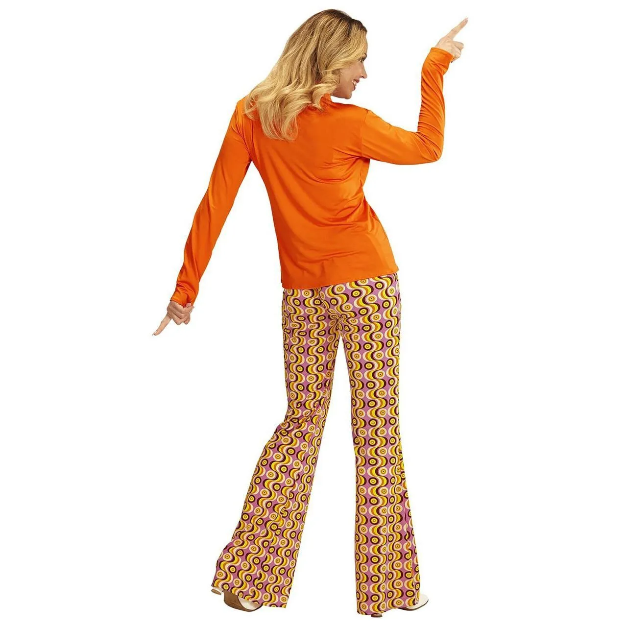 Groovy Gina 70s Dames Shirt, Oranje Vrouw 5 Groovy Gina 70s Dames Shirt, Oranje Vrouw - Afbeelding 3