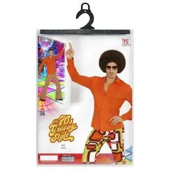 Groovy Garry 70s Heren Shirt, Oranje Man -80s Kleding Winkel wdm 2017 090g 4 11