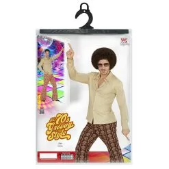 Groovy Garry 70s Heren Shirt, Beige Man -80s Kleding Winkel wdm 2017 090h 4 13