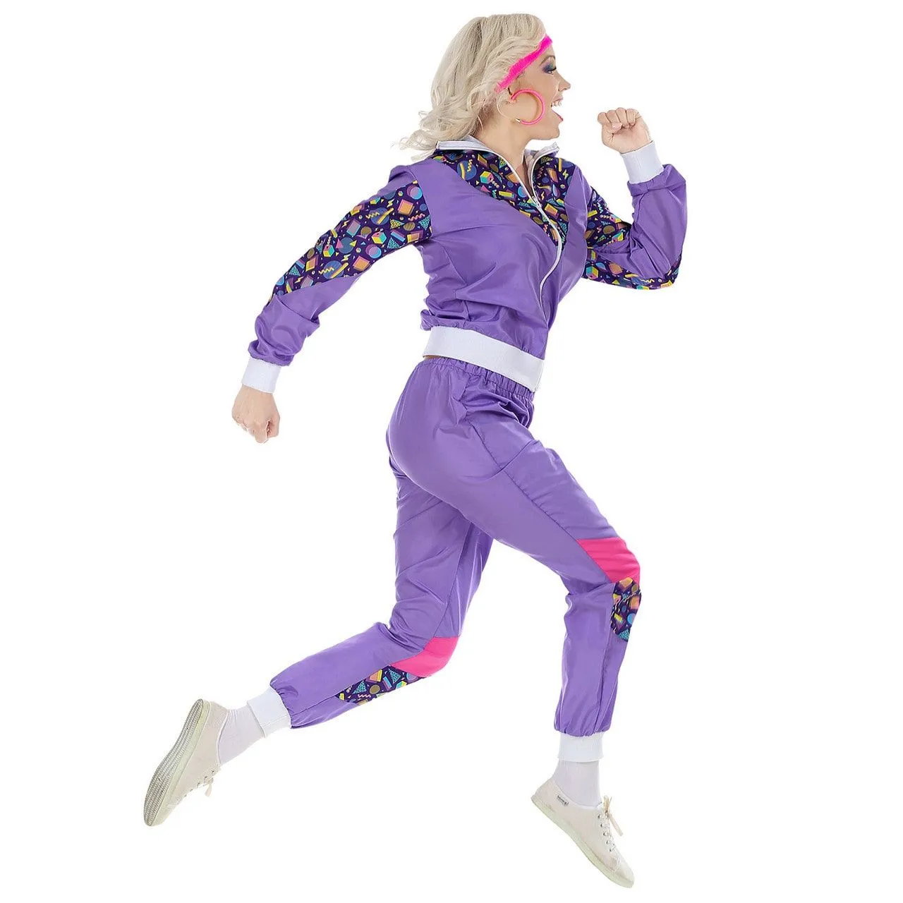 Prachtig Paars Fout Jaren 80 Trainingspak Vrouw Kostuum 6 Prachtig Paars Fout Jaren 80 Trainingspak Vrouw Kostuum - Afbeelding 4