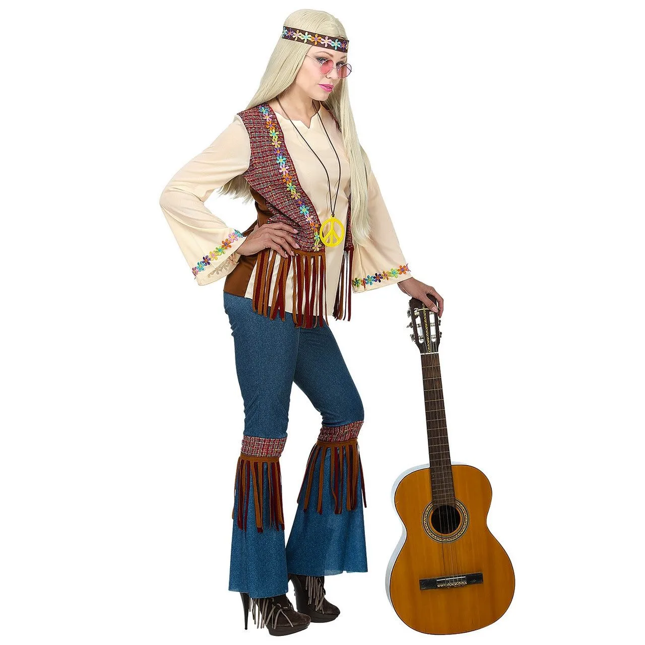 Flower Hippie Vrede Vrouw Kostuum 6 Flower Hippie Vrede Vrouw Kostuum - Afbeelding 4