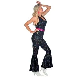 Zwarte Disco Glitter 70s Jumpsuit Vrouw Kostuum -80s Kleding Winkel wdm 2019 0503 3 11