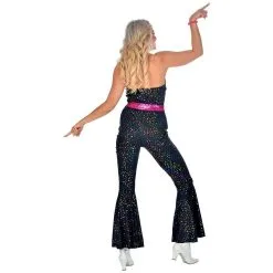 Zwarte Disco Glitter 70s Jumpsuit Vrouw Kostuum -80s Kleding Winkel wdm 2019 0503 4 11