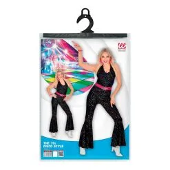 Zwarte Disco Glitter 70s Jumpsuit Vrouw Kostuum -80s Kleding Winkel wdm 2019 0503 5 11