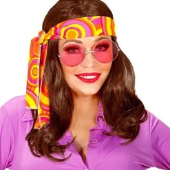 Voorkant 38 70s Pruik Met Hoofdband Bruin