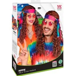 Hippie Pruik Met Hoofdband Tie Dye Bruin -80s Kleding Winkel wdm 2021 02848 5 1