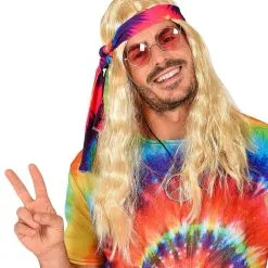 Hippie Pruik Met Hoofdband Tie Dye Blond -80s Kleding Winkel wdm 2021 02849 2 1
