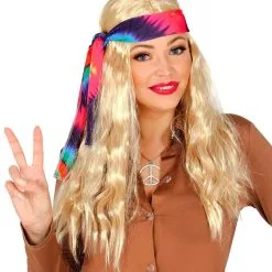 Hippie Pruik Met Hoofdband Tie Dye Blond -80s Kleding Winkel wdm 2021 02849 3 1