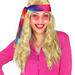 Hippie Pruik Met Hoofdband Tie Dye Blond -80s Kleding Winkel wdm 2021 02849 4 1