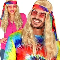 Hippie Pruik Met Hoofdband Tie Dye Blond -80s Kleding Winkel wdm 2021 02849 5 1