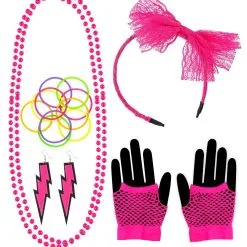 Jaren 80 Popstar Miley Set, Neon Roze -80s Kleding Winkel wdm 2021 29363 4 1