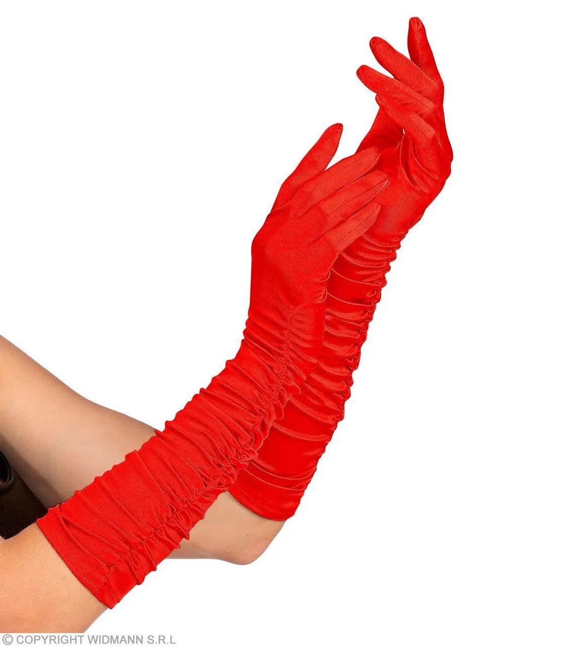 Rode Verleidelijke Satijnen Handschoenen Plisse 44 Centimeter 4 Rode Verleidelijke Satijnen Handschoenen Plisse 44 Centimeter - Afbeelding 2