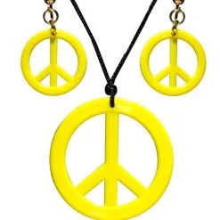 Hippie Set Peace Ketting En Oorbellen Neon Geel -80s Kleding Winkel wdm 2021 53283 3 1