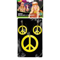 Hippie Set Peace Ketting En Oorbellen Neon Geel -80s Kleding Winkel wdm 2021 53283 4 1