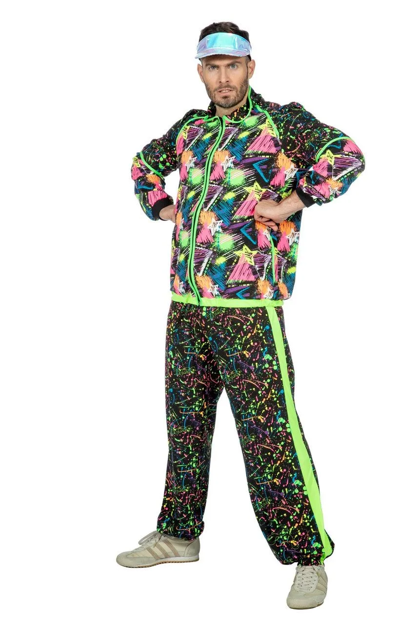 Super Druk Neon Graffiti Jaren 80 Trainingspak Man Kostuum 4 Super Druk Neon Graffiti Jaren 80 Trainingspak Man Kostuum - Afbeelding 2