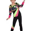 Spetterend Neon 80s Aerobics Meisje Kostuum